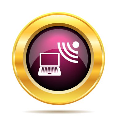 Kablosuz dizüstü simgesi. Beyaz arka plan üzerinde Internet düğmesi