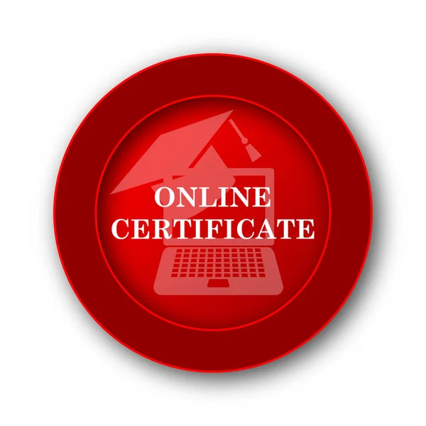 Ícone Certificado Online Botão Internet Fundo Branco — Fotografia de Stock