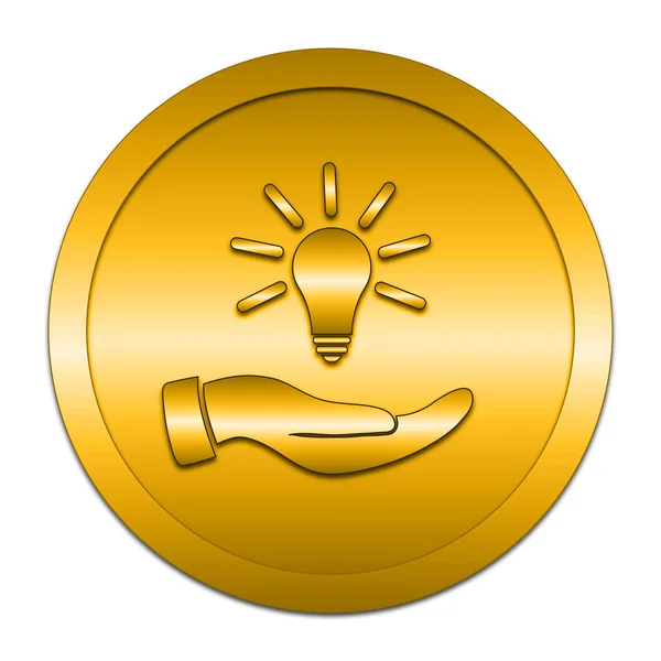 Hand Holding Lightbulb Idea Icon Internet Button White Background — Stock Photo, Image