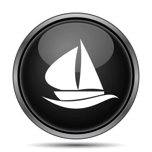 Zeilboot Pictogram Internet Knop Witte Achtergrond — Stockfoto