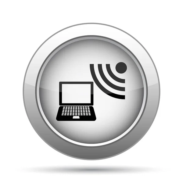 Значок Беспроводного Ноутбука Кнопка Интернет Белом Фоне — стоковое фото