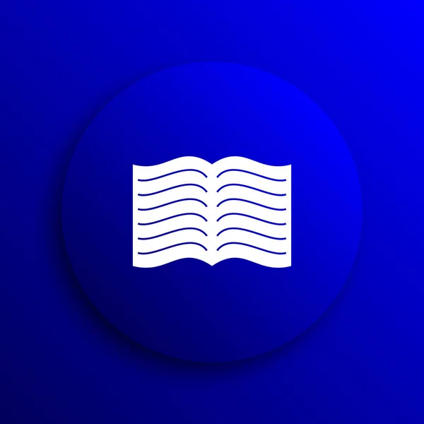 Book icon. Internet button on blue background