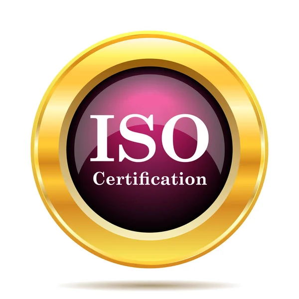 Ikona Certyfikatu Iso Przycisk Internet Białym Tle — Zdjęcie stockowe