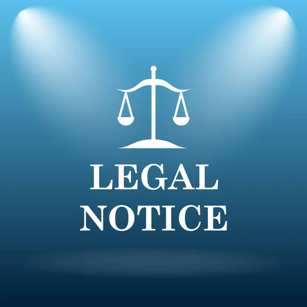 Legal notice icon. Internet button on blue background.