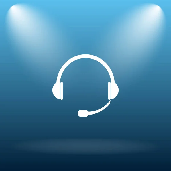 Ikona Słuchawki Przycisk Internet Niebieskim Tle — Zdjęcie stockowe