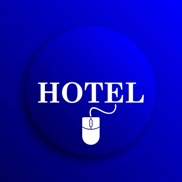Icono Del Hotel Botón Internet Sobre Fondo Azul —  Fotos de Stock