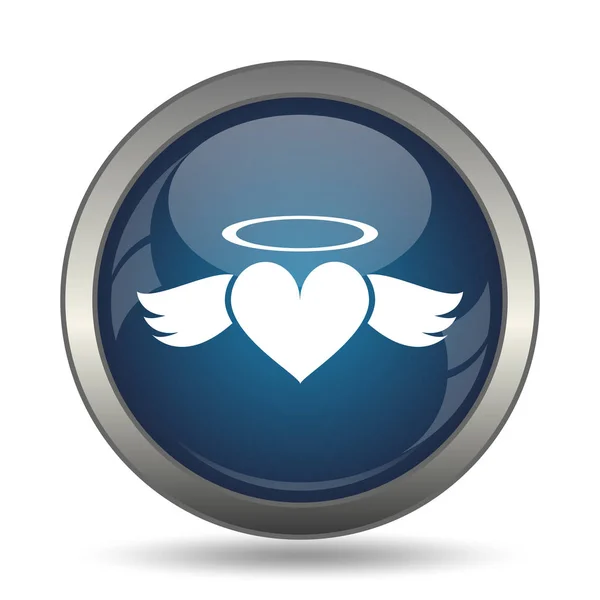 Hart Angel Pictogram Internet Knop Witte Achtergrond — Stockfoto