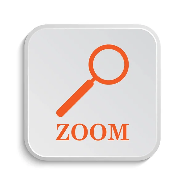 Zoom Con Icona Loupe Pulsante Internet Sfondo Bianco — Foto Stock