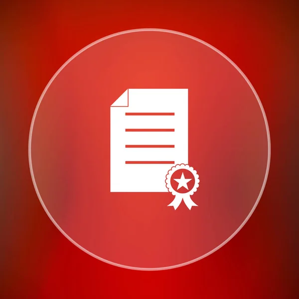 Certificate icon. Internet button on red background