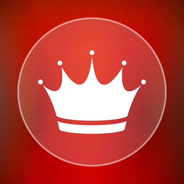 王冠アイコン 赤の背景にインター ネット ボタン — ストック写真