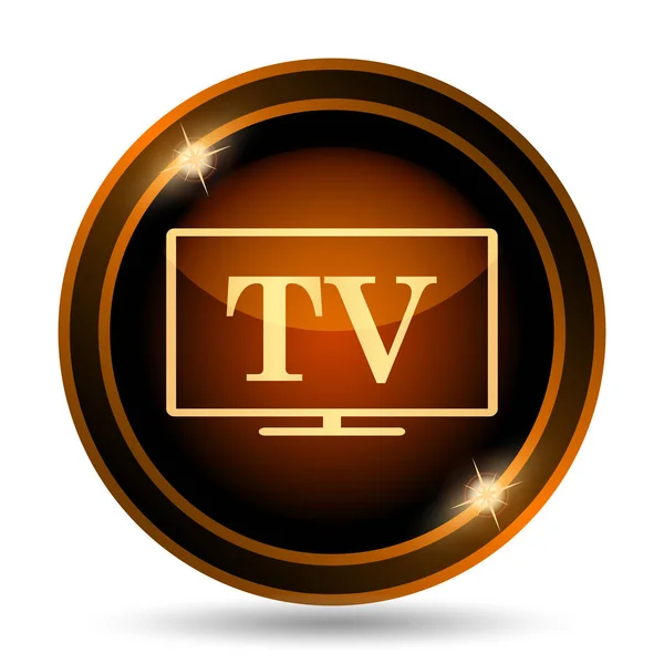 テレビ アイコン 白い背景の上のインター ネット ボタン — ストック写真
