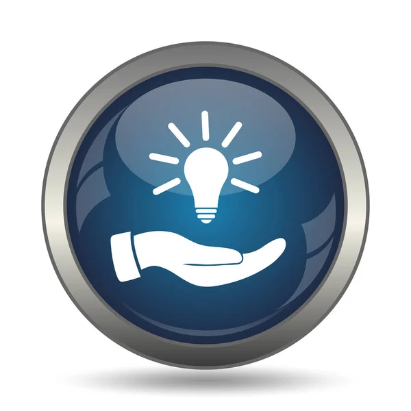 Hand Hält Das Icon Lightbulb Idea Internet Taste Auf Weißem — Stockfoto