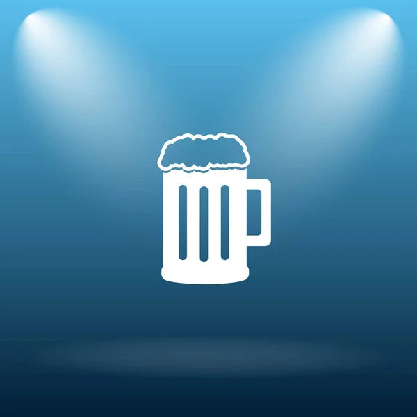 ビール アイコン 青色の背景のインター ネット ボタン — ストック写真