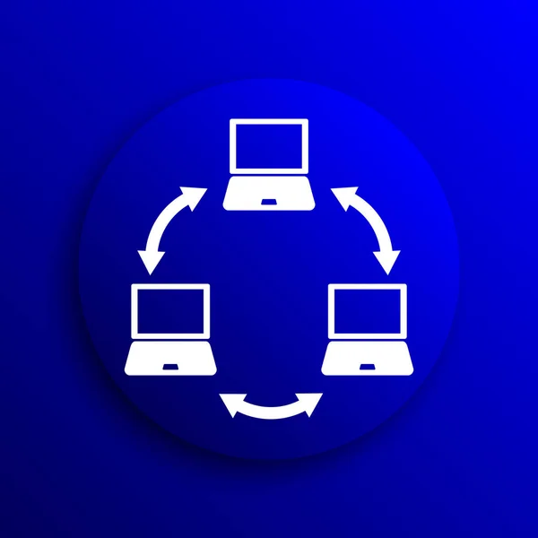 コンピューター ネットワーク アイコン 青色の背景のインター ネット ボタン — ストック写真