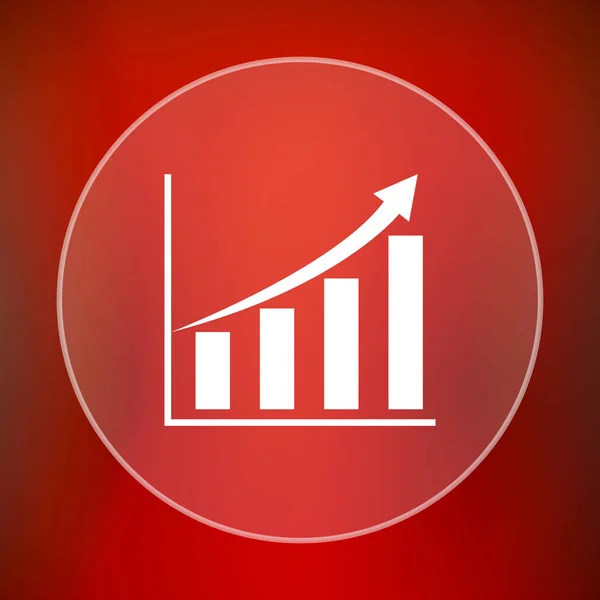 Chart icon. Internet button on red background