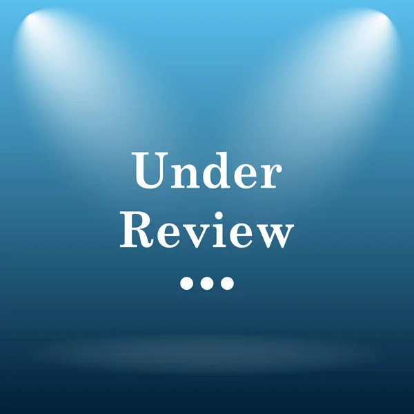 Under review icon. Internet button on blue background.