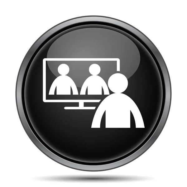 ビデオ会議 オンライン会議アイコン 白い背景の上のインター ネット ボタン — ストック写真