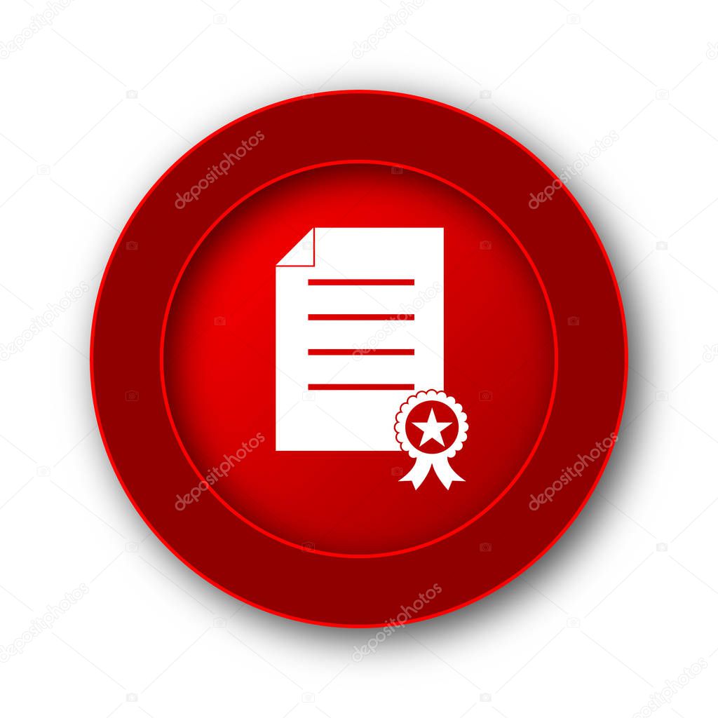 Certificate icon. Internet button on white background.