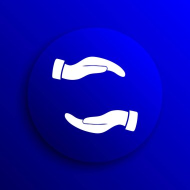 Eller simgesini korumak. Mavi arka plan Internet düğmesini