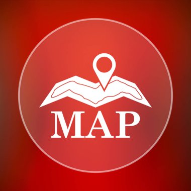 Harita simgesi. Internet düğmesini kırmızı zemin üzerine