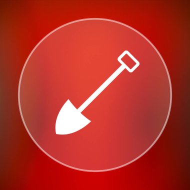 Kürek simgesi. Internet düğmesini kırmızı zemin üzerine