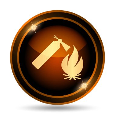Yangın simgesi. Beyaz arka plan üzerinde Internet düğmesi