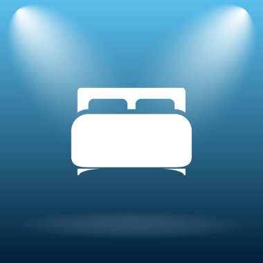 Çift Kişilik Yatak simgesi. Mavi arka plan Internet düğmesini.