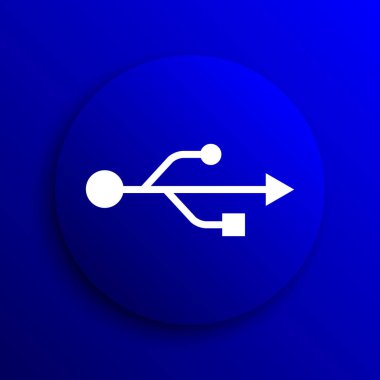 USB simge. Mavi arka plan Internet düğmesini