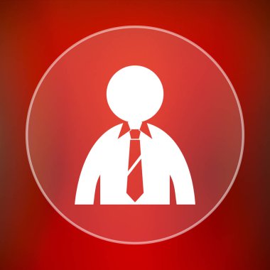 İş adamı simgesi. Internet düğmesini kırmızı zemin üzerine