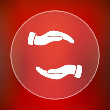 Eller simgesini korumak. Internet düğmesini kırmızı zemin üzerine