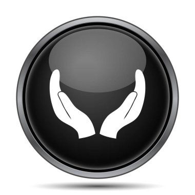 Eller simgesini korumak. Beyaz arka plan üzerinde Internet düğmesi