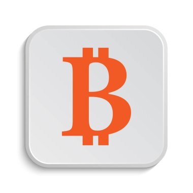 Bitcoin simgesi. Beyaz arka plan üzerinde Internet düğmesi
