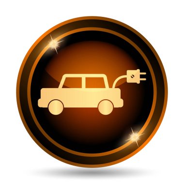 Elektrikli otomobil simgesi. Beyaz arka plan üzerinde Internet düğmesi