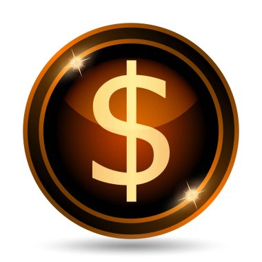Dolar simgesi. Beyaz arka plan üzerinde Internet düğmesi