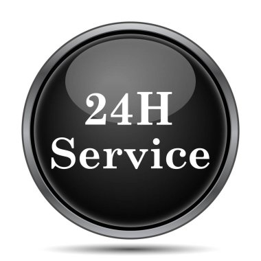 24 saat hizmet simgesi. Beyaz arka plan üzerinde Internet düğmesi