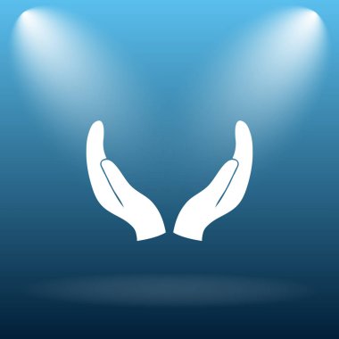 Eller simgesini korumak. Mavi arka plan Internet düğmesini.