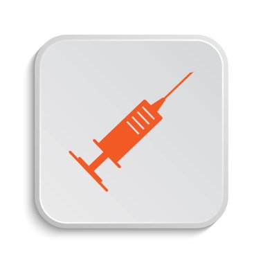 Şırınga simgesi. Beyaz arka plan üzerinde Internet düğmesi