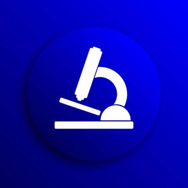 Mikroskop simgesi. Mavi arka plan Internet düğmesini