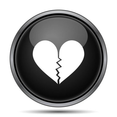 Kırık kalp simgesi. Beyaz arka plan üzerinde Internet düğmesi