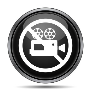 Yasak video kamera simgesi. Beyaz arka plan üzerinde Internet düğmesi