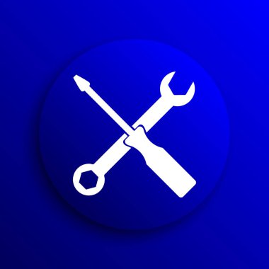 Araçlar simgesi. Mavi arka plan Internet düğmesini