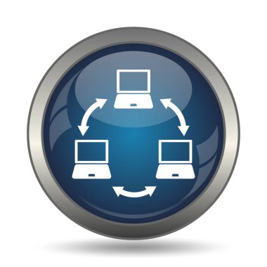 Bilgisayar ağ kutsal kişilerin resmi. Beyaz arka plan üzerinde Internet düğmesi