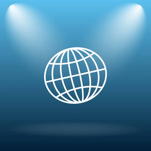 Ikona Zeměkoule Internet Tlačítko Modrém Pozadí — Stock fotografie