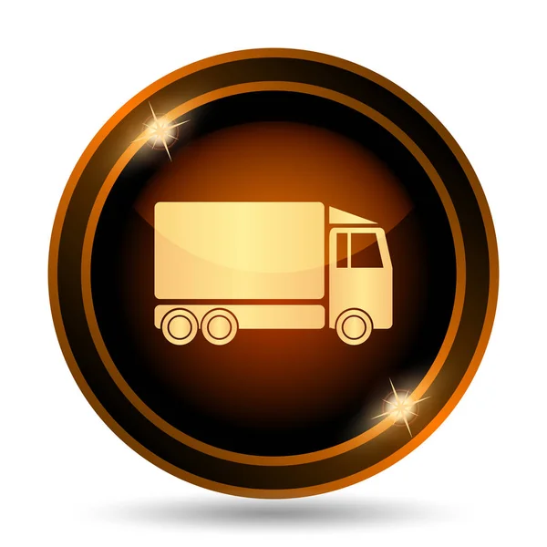 Vrachtwagen Pictogram Internet Knop Witte Achtergrond — Stockfoto