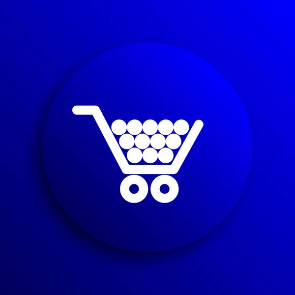 购物车图标 蓝色背景上的互联网按钮 — 图库照片