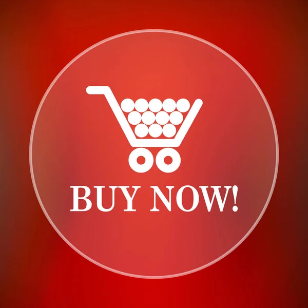 Buy now shopping cart icon. Internet button on red background