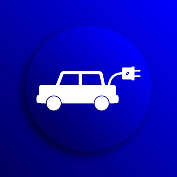 Ícone Carro Elétrico Botão Internet Fundo Azul — Fotografia de Stock