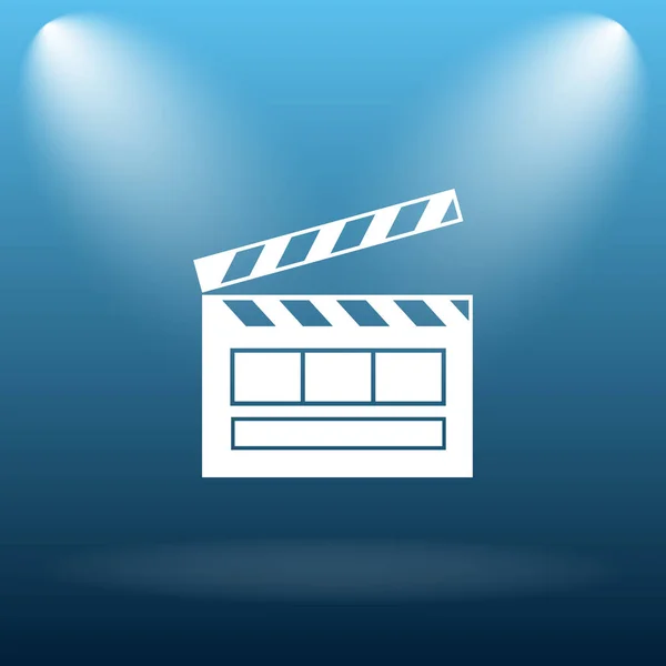 Movie icon. Internet button on blue background.