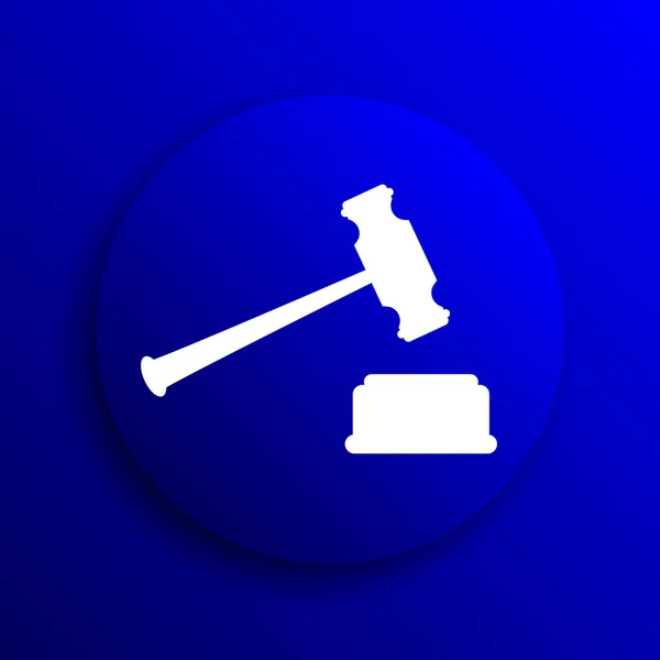 Icono Martillo Juez Botón Internet Sobre Fondo Azul — Foto de Stock