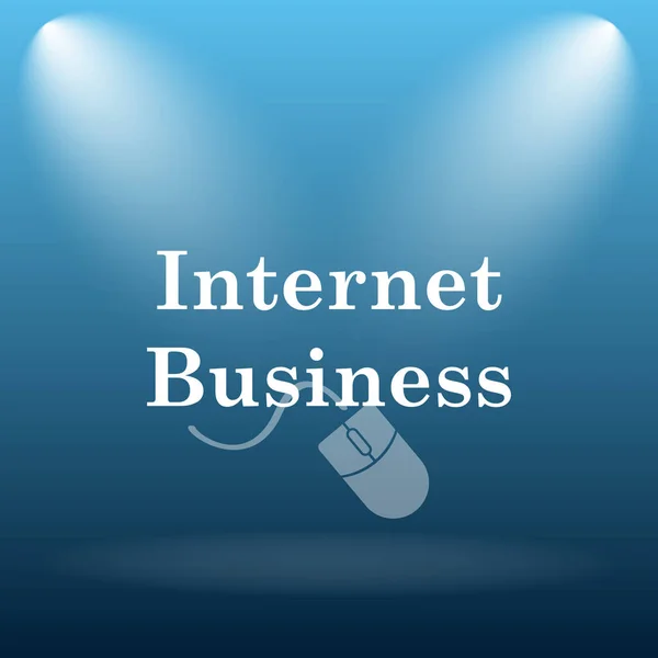 Ícone Negócios Internet Botão Internet Fundo Azul — Fotografia de Stock